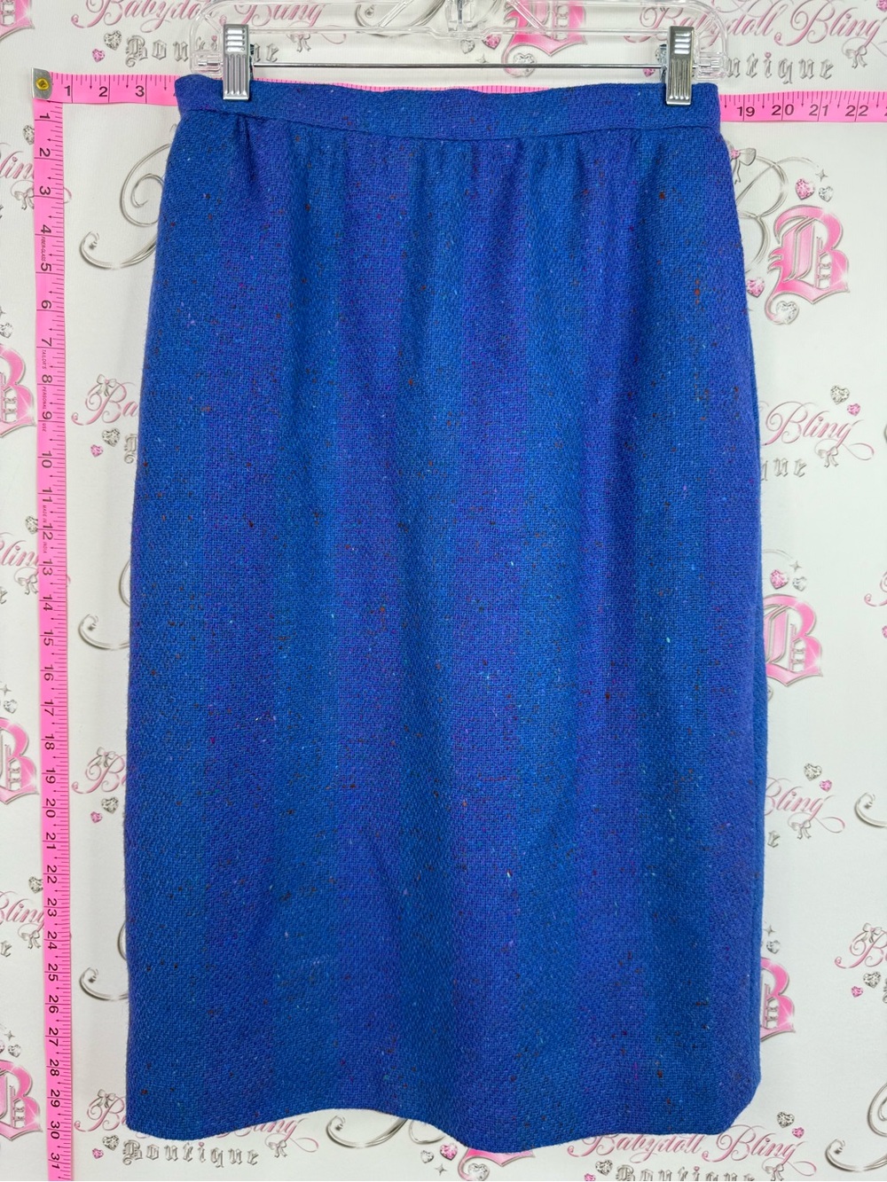 Vintage skirt Blue dotted multicolor Tweed Pencil Skirt - Classic Women's Skirt